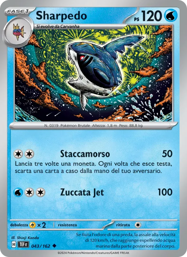 Carta Sharpedo dell'espansione Cronoforze, numero 043/162