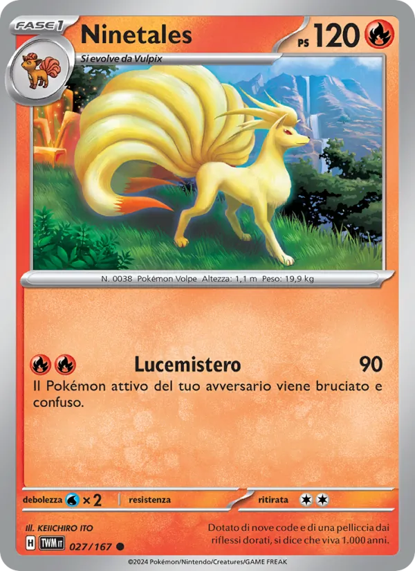 Carta Ninetales dell'espansione Crepuscolo Mascherato, numero 027/167