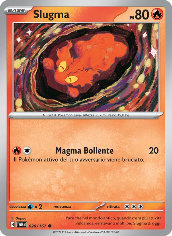 Carta Slugma dell'espansione Crepuscolo Mascherato, numero 028/167