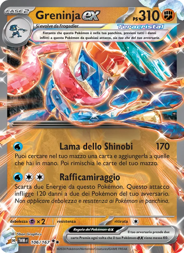Carta Greninja-ex dell'espansione Crepuscolo Mascherato, numero 106/167