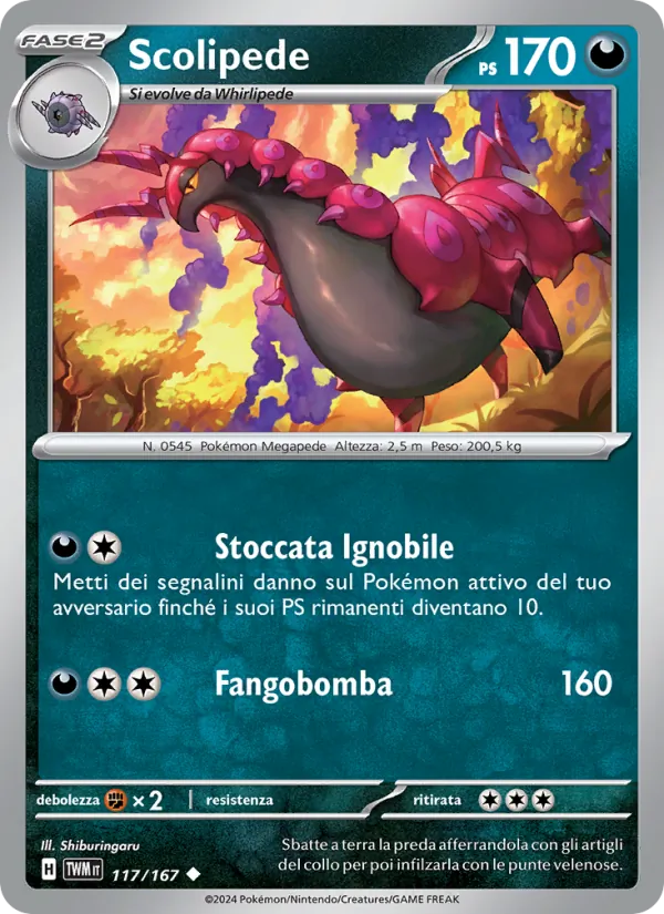 Carta Scolipede dell'espansione Crepuscolo Mascherato, numero 117/167