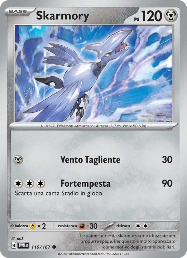 Carta Skarmory dell'espansione Crepuscolo Mascherato, numero 119/167