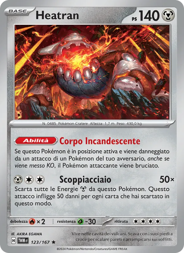 Carta Heatran dell'espansione Crepuscolo Mascherato, numero 123/167