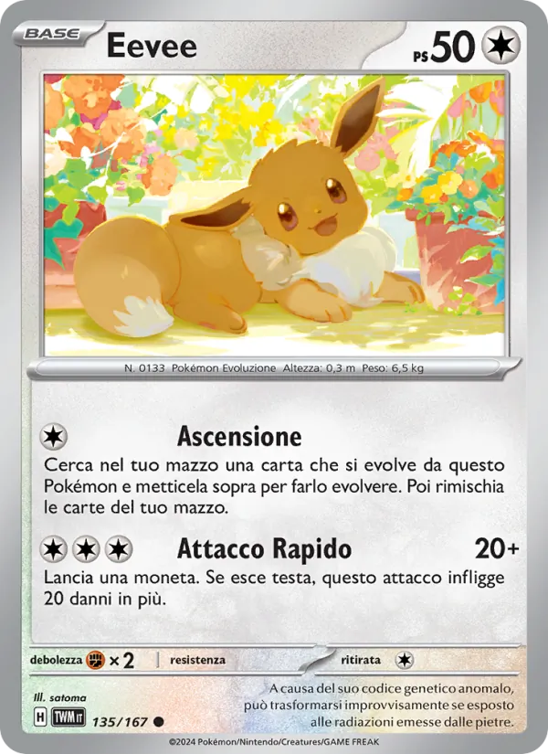 Carta Eevee dell'espansione Crepuscolo Mascherato, numero 135/167