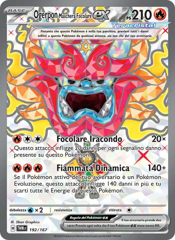 Carta Ogerpon Maschera Focolare-ex dell'espansione Crepuscolo Mascherato, numero 192/167