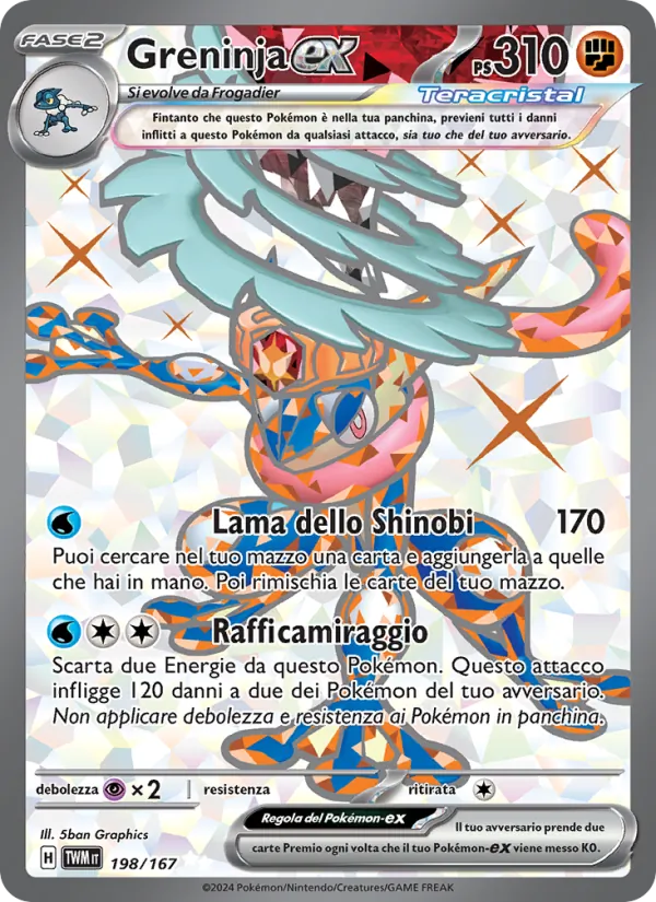 Carta Greninja-ex dell'espansione Crepuscolo Mascherato, numero 198/167