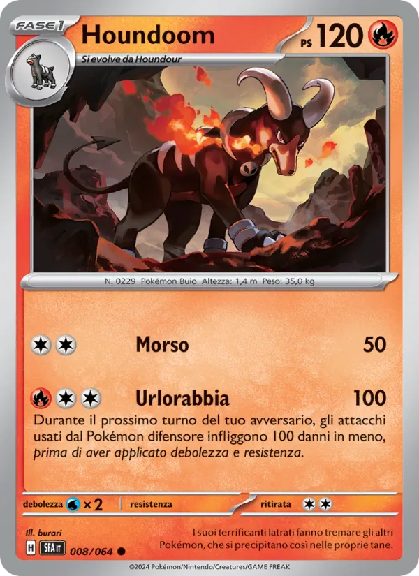 Carta Houndoom dell'espansione Segreto Fiabesco, numero 008/64