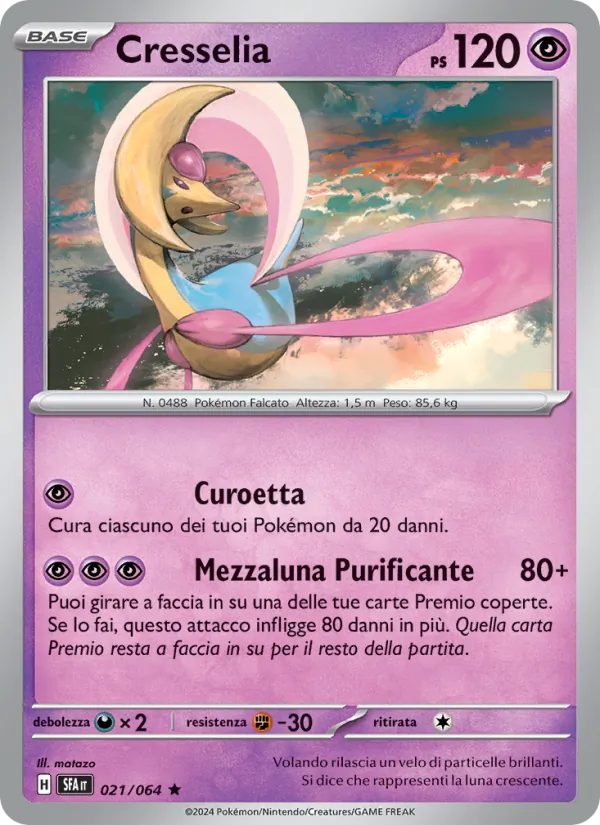 Carta Cresselia dell'espansione Segreto Fiabesco, numero 021/64