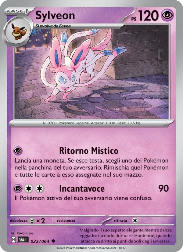 Carta Sylveon dell'espansione Segreto Fiabesco, numero 022/64