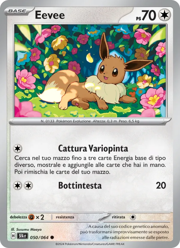 Carta Eevee dell'espansione Segreto Fiabesco, numero 050/64