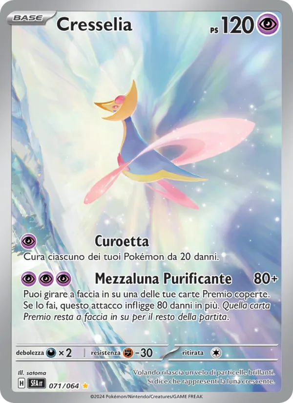 Carta Cresselia dell'espansione Segreto Fiabesco, numero 071/64