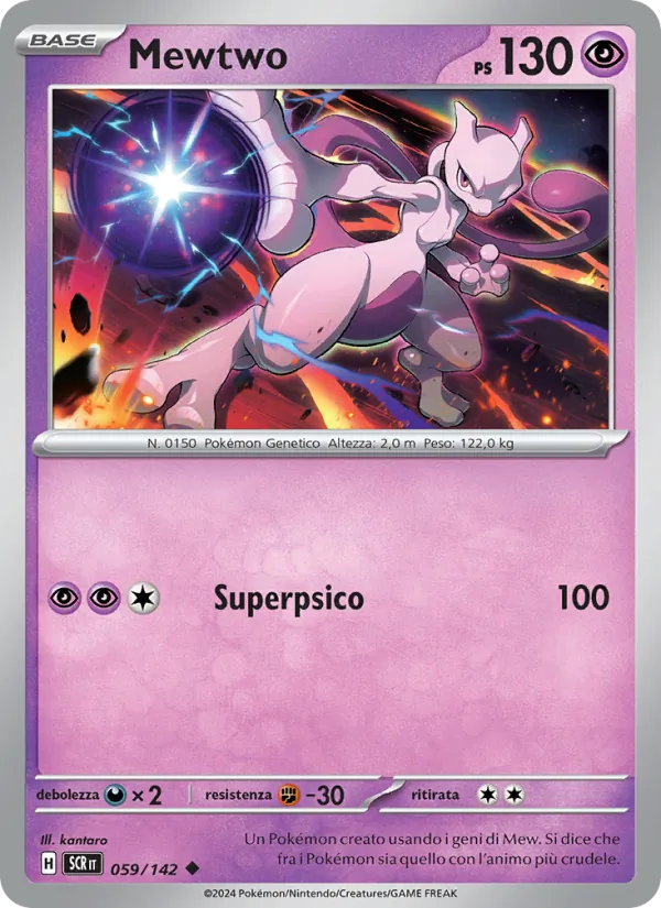 Carta Mewtwo dell'espansione Corona Astrale, numero 059/142