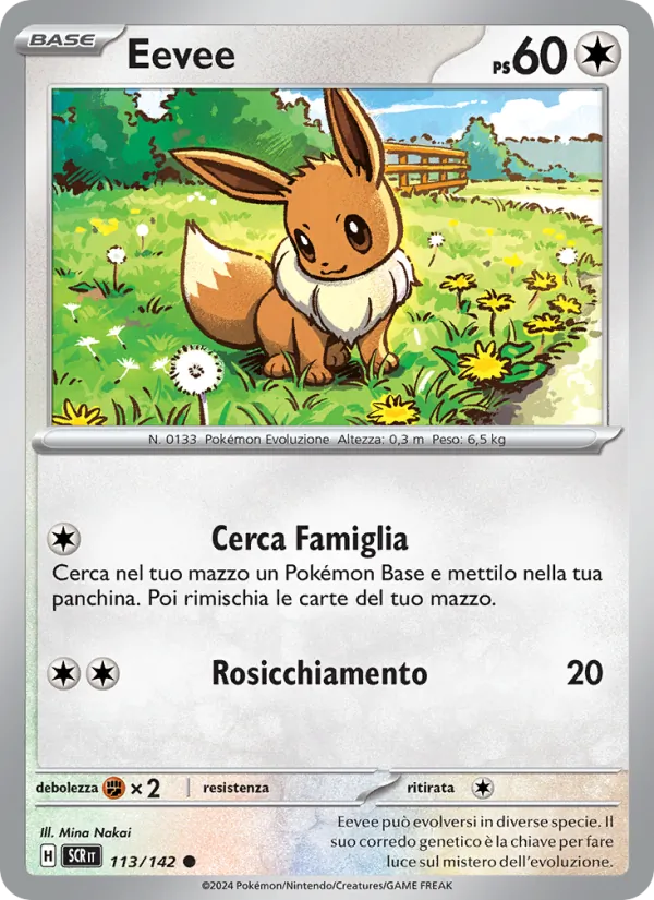 Carta Eevee dell'espansione Corona Astrale, numero 113/142