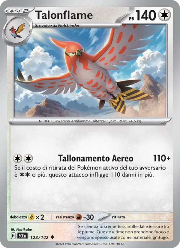 Carta Talonflame dell'espansione Corona Astrale, numero 123/142