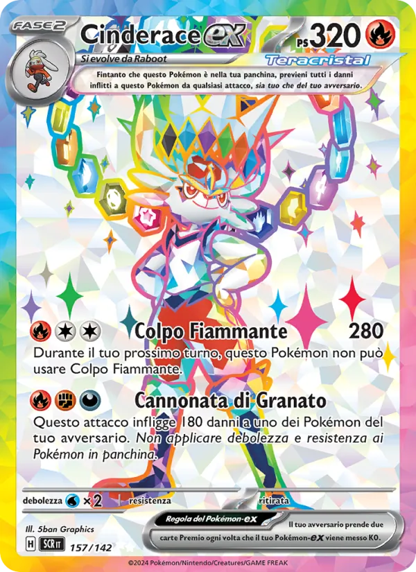Carta Cinderace-ex dell'espansione Corona Astrale, numero 157/142
