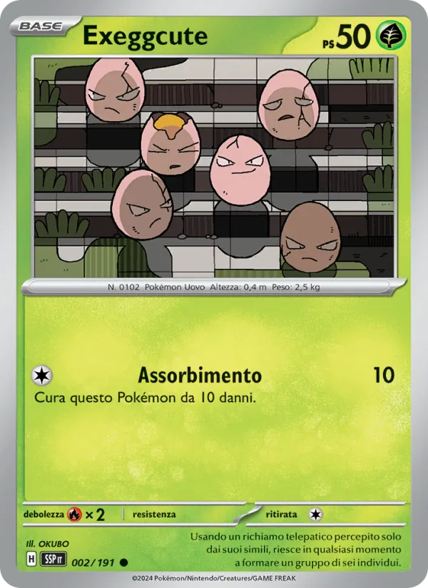 Carta Exeggcute dell'espansione Scintille Folgoranti, numero 002/191