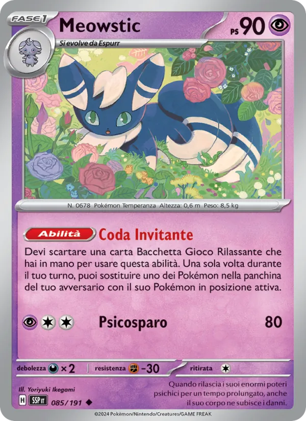 Carta Meowstic dell'espansione Scintille Folgoranti, numero 085/191