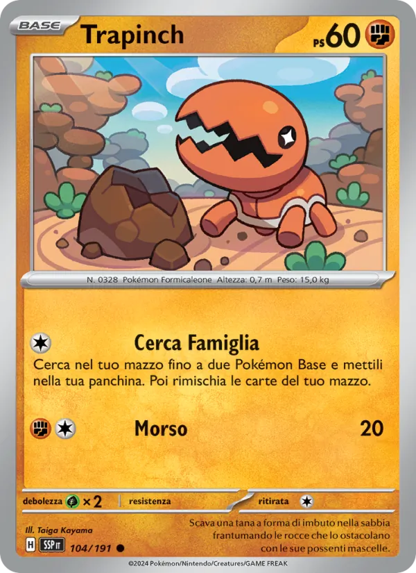 Carta Trapinch dell'espansione Scintille Folgoranti, numero 104/191
