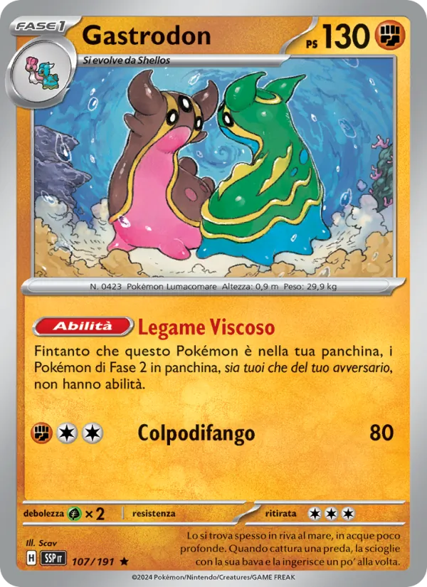Carta Gastrodon dell'espansione Scintille Folgoranti, numero 107/191