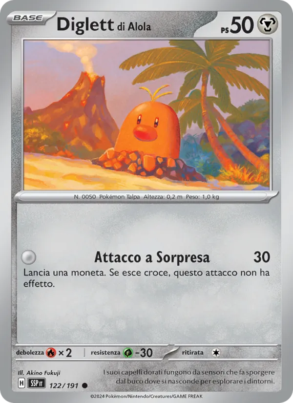 Carta Diglett di Alola dell'espansione Scintille Folgoranti, numero 122/191