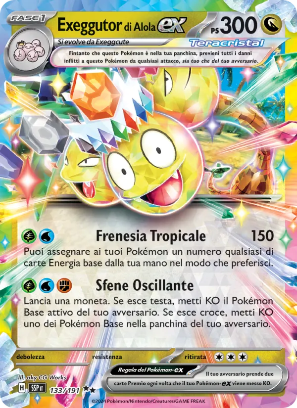 Carta Exeggutor di Alola-ex dell'espansione Scintille Folgoranti, numero 133/191