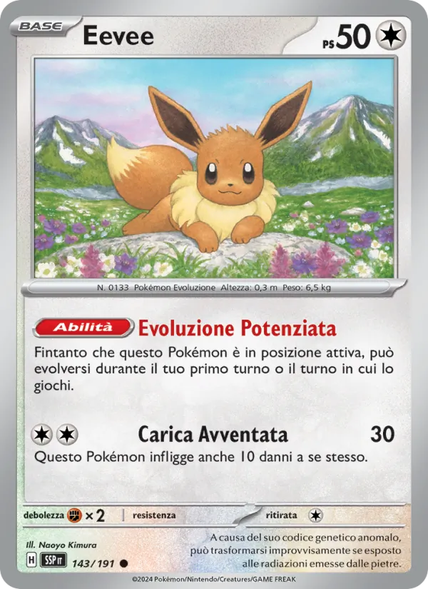 Carta Eevee dell'espansione Scintille Folgoranti, numero 143/191