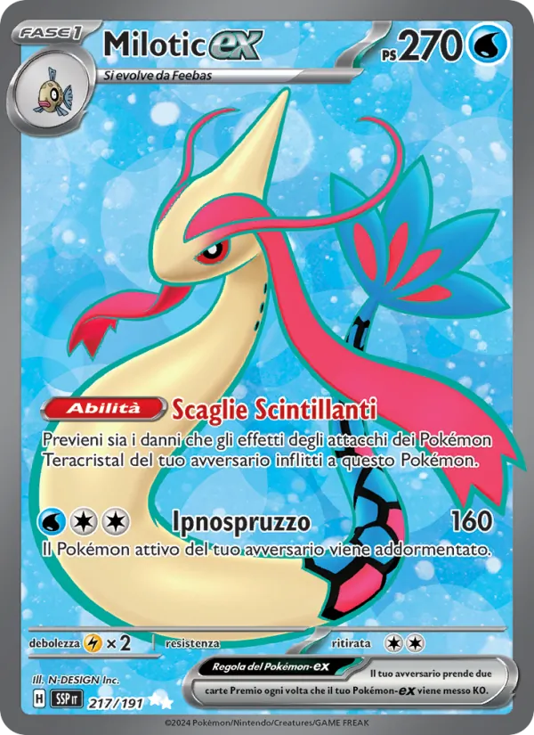 Carta Milotic-ex dell'espansione Scintille Folgoranti, numero 217/191