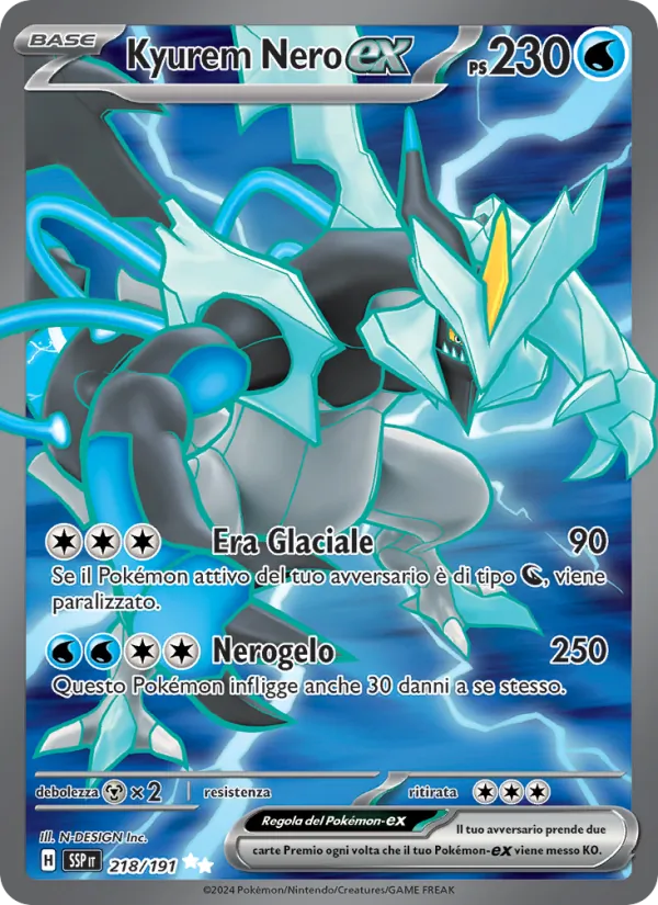Carta Kyurem Nero-ex dell'espansione Scintille Folgoranti, numero 218/191