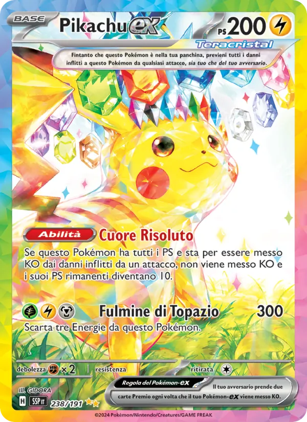 Carta Pikachu-ex dell'espansione Scintille Folgoranti, numero 238/191