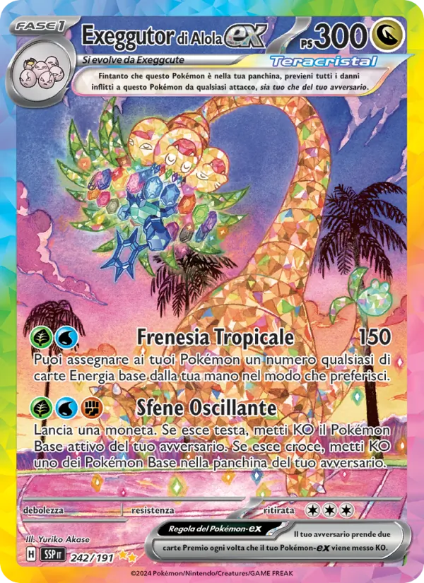 Carta Exeggutor di Alola-ex dell'espansione Scintille Folgoranti, numero 242/191