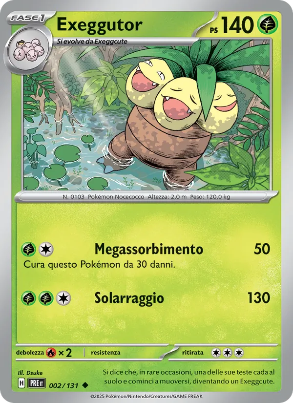 Carta Exeggutor dell'espansione Evoluzioni Prismatiche, numero 002/131