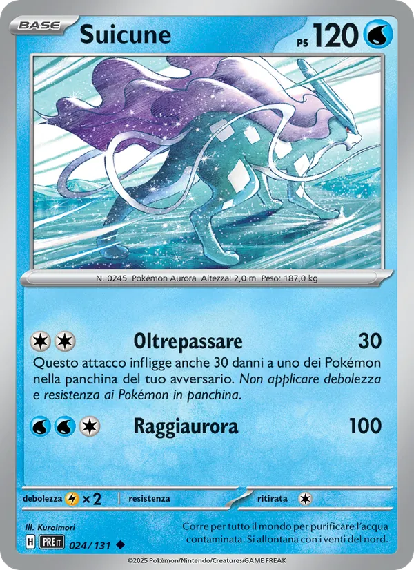 Carta Suicune dell'espansione Evoluzioni Prismatiche, numero 024/131