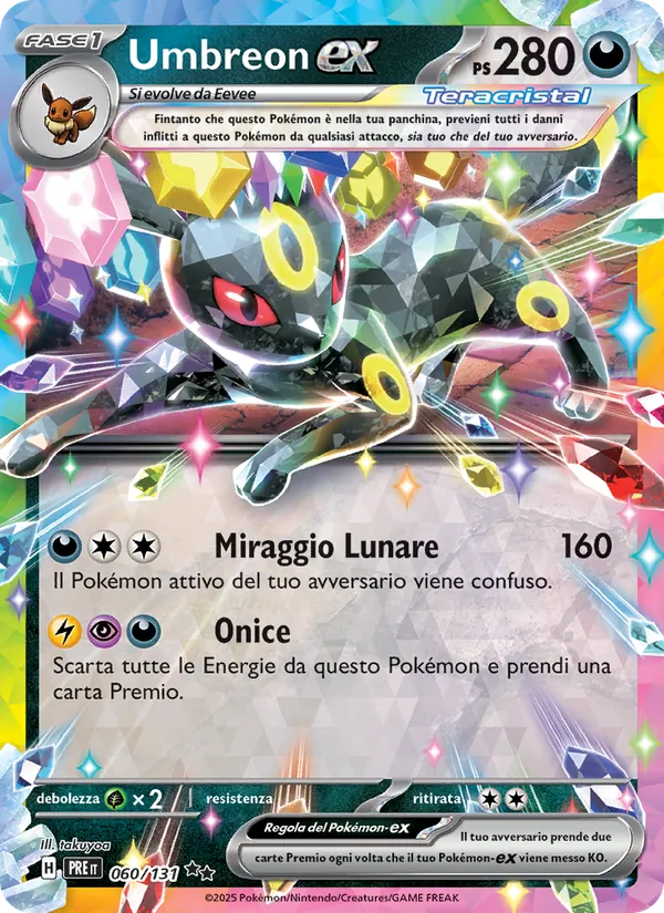 Carta Umbreon-ex dell'espansione Evoluzioni Prismatiche, numero 060/131