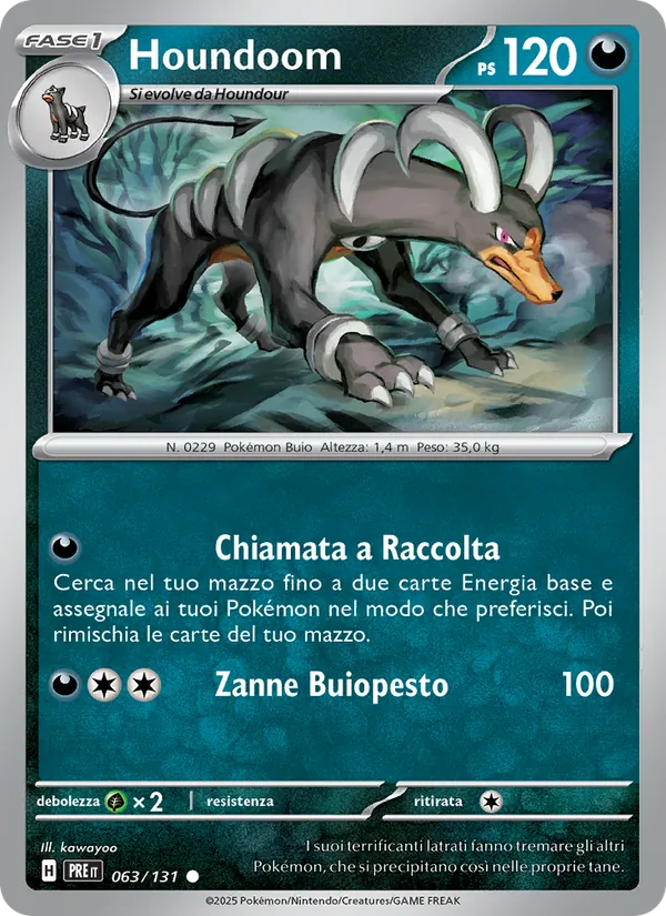 Carta Houndoom dell'espansione Evoluzioni Prismatiche, numero 063/131