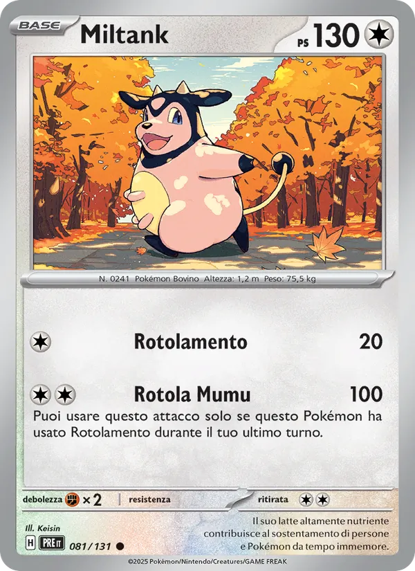 Carta Miltank dell'espansione Evoluzioni Prismatiche, numero 081/131