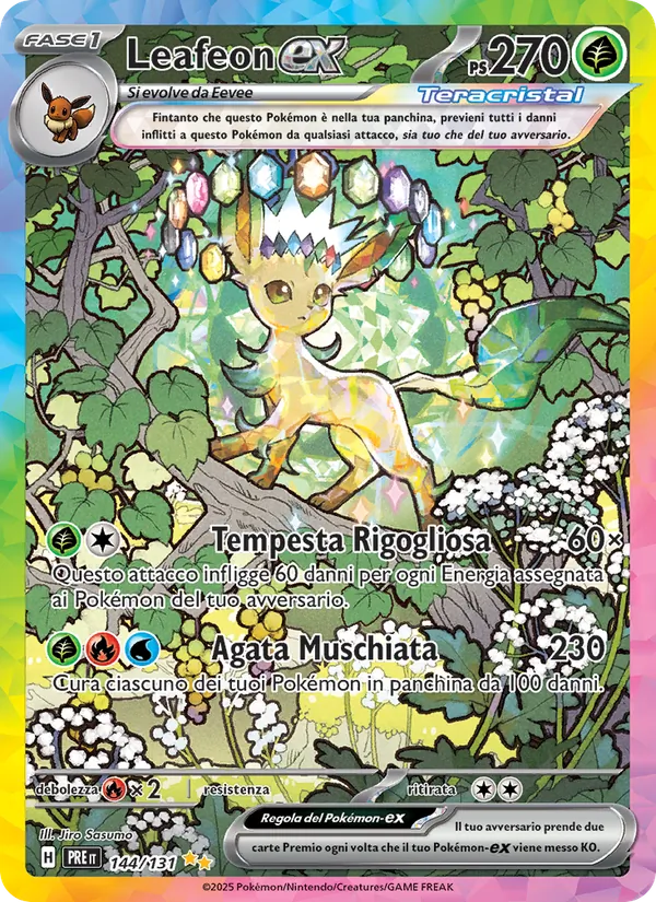 Carta Leafeon-ex dell'espansione Evoluzioni Prismatiche, numero 144/131