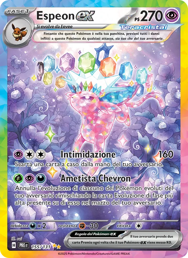 Carta Espeon-ex dell'espansione Evoluzioni Prismatiche, numero 155/131