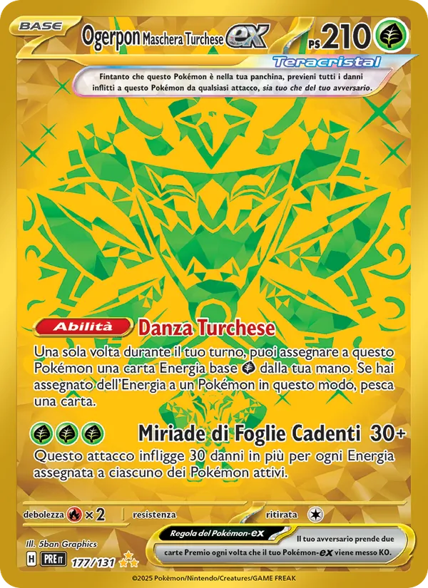 Carta Ogerpon Maschera Turchese-ex dell'espansione Evoluzioni Prismatiche, numero 177/131