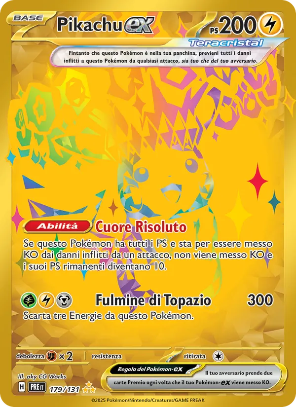 Carta Pikachu-ex dell'espansione Evoluzioni Prismatiche, numero 179/131