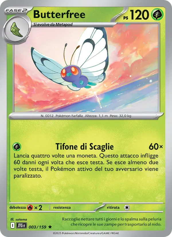 Carta Butterfree dell'espansione Avventure Insieme, numero 003/159