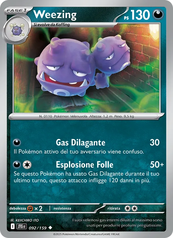 Carta Weezing dell'espansione Avventure Insieme, numero 092/159