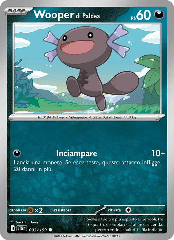 Carta Wooper di Paldea dell'espansione Avventure Insieme, numero 093/159