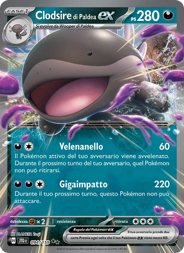 Carta Clodsire di Paldea-ex dell'espansione Avventure Insieme, numero 094/159