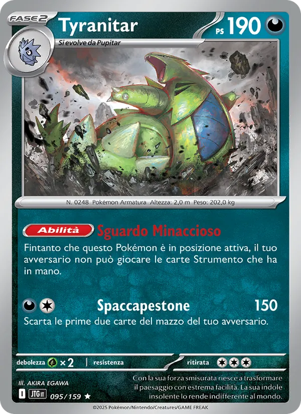 Carta Tyranitar dell'espansione Avventure Insieme, numero 095/159