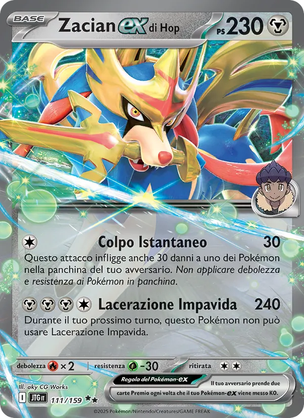 Carta Zacian-ex di Hop dell'espansione Avventure Insieme, numero 111/159
