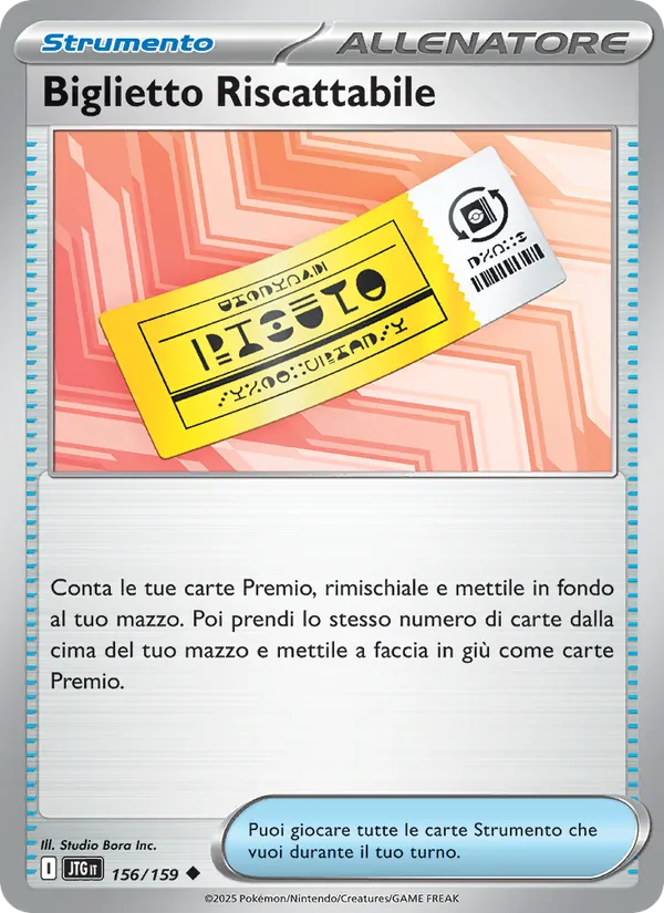 Carta Biglietto Riscattabile dell'espansione Avventure Insieme, numero 156/159