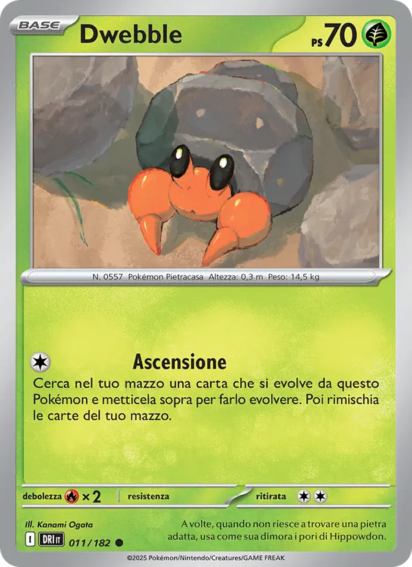 Carta Dwebble dell'espansione Rivali Predestinati, numero 011/182