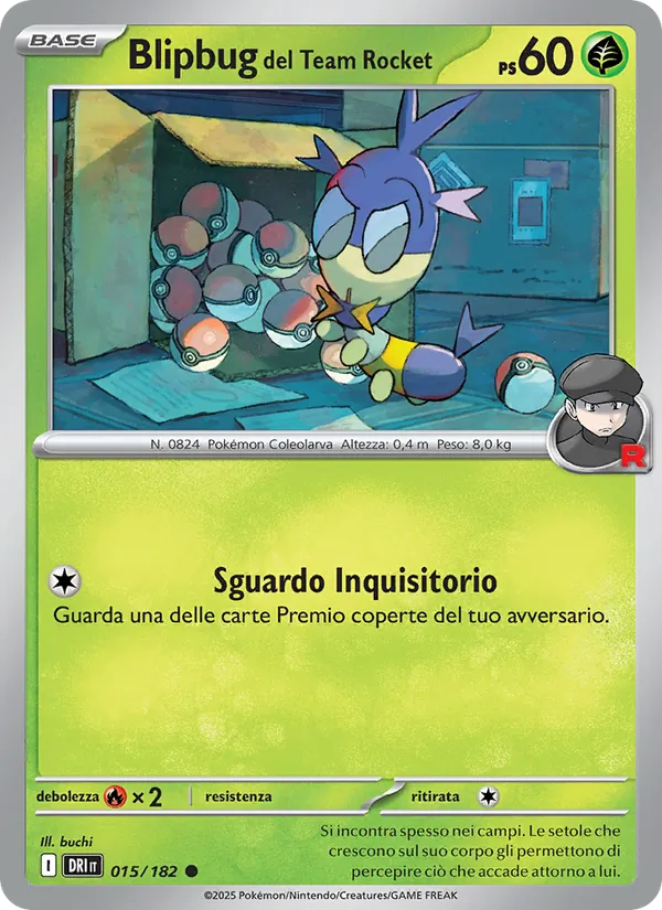 Carta Blipbug del Team Rocket dell'espansione Rivali Predestinati, numero 015/182