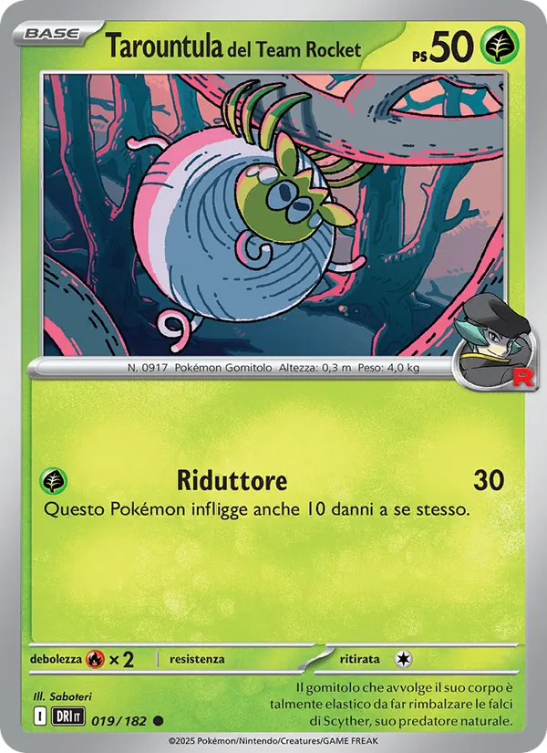 Carta Tarountula del Team Rocket dell'espansione Rivali Predestinati, numero 019/182