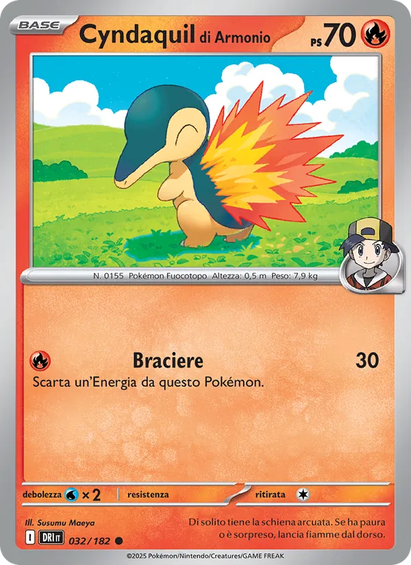 Carta Cyndaquil di Armonio dell'espansione Rivali Predestinati, numero 032/182